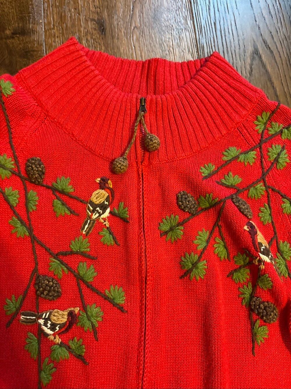 Vintage Coldwater creek 3D embroidered sweater cardigan zip M - Picture 3 of 9